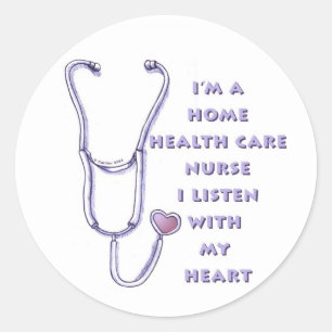 Zuhause Health Care Nurse Heart Runder Aufkleber