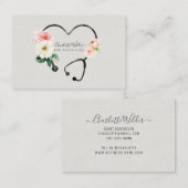 Zuhause Health Nurge Caregier Floral Stethoscope Visitenkarte (Vorne/Hinten)