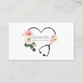 Zuhause Health Nurge Caregier Floral Stethoscope Visitenkarte (Vorderseite)