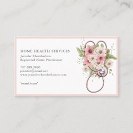 Zuhause Health Nurse Floral Stethoscope Visitenkarte