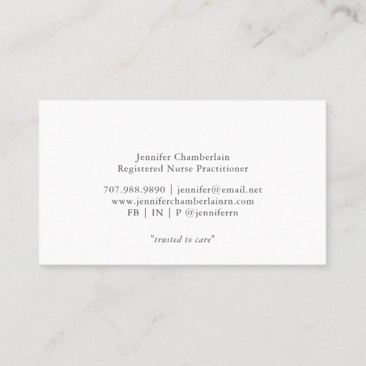 Zuhause Health Nurse Visitenkarte (Rückseite)