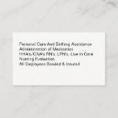 Zuhause Health Nursing Services Visitenkarte (Rückseite)