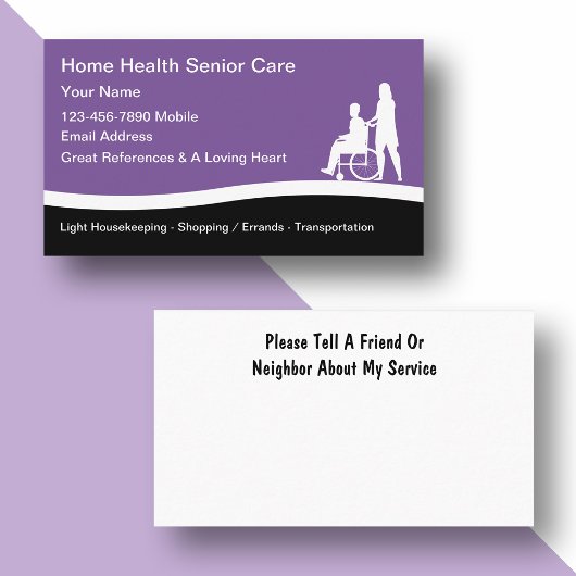 Zuhause Health Nury oder Caregier Business Cards Visitenkarte