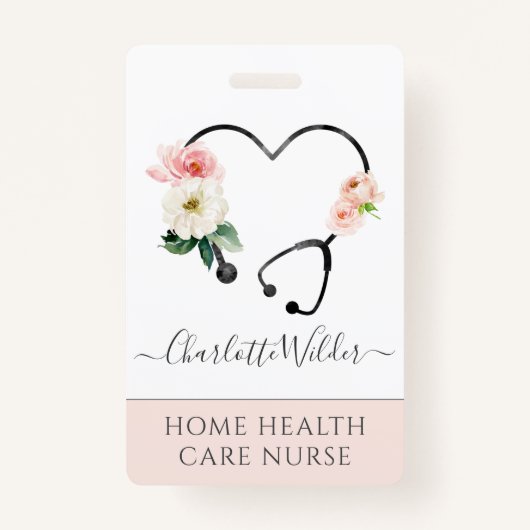 Zuhause Healthcare Nurse Floral Stethoscope Ausweis (Vorderseite)