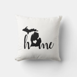 Zuhause Heart Michigan Black Silhouette Kissen