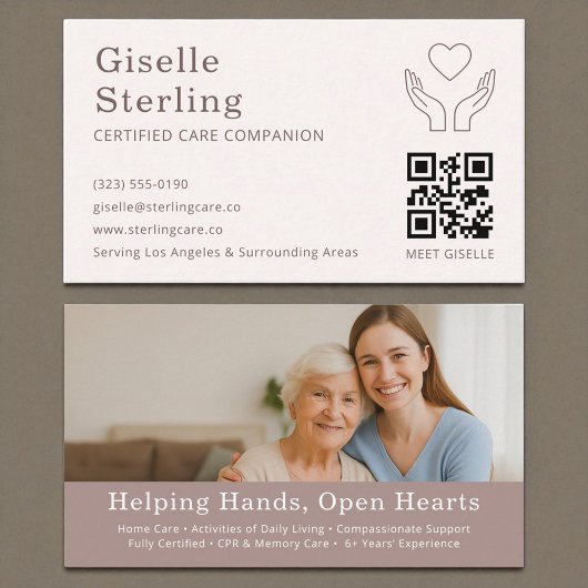 Zuhause Help Caregiver QR Code zertifizierte Unter Visitenkarte