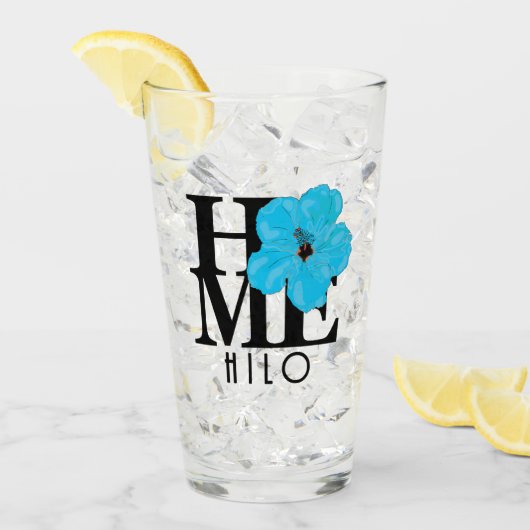 ZUHAUSE Hilo Hawaii Blue Hibiskus Glas (Vorderseite Ice)