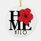 ZUHAUSE Hilo Hawaii Roter Hibiskus Keramik Ornament (Vorne)