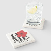 ZUHAUSE Hilo Hawaii Roter Hibiskus Steinuntersetzer (Seitenansicht)