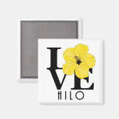 ZUHAUSE Hilo Hawaii Yellow Hibiskus Magnet (Vorderseite/Rückseite)