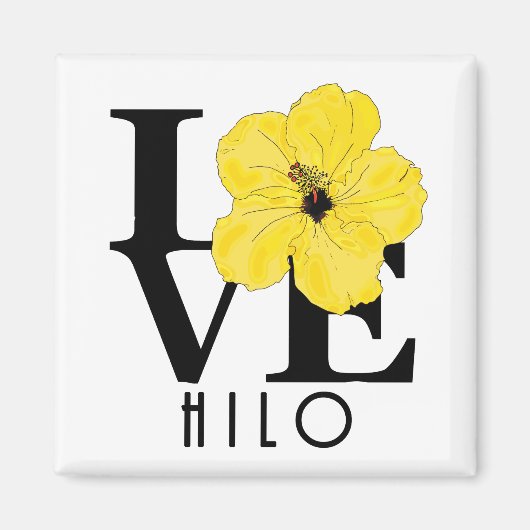ZUHAUSE Hilo Hawaii Yellow Hibiskus Magnet (Vorne)