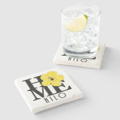 ZUHAUSE Hilo Hawaii Yellow Hibiskus Steinuntersetzer (Seitenansicht)