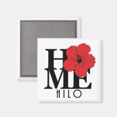 ZUHAUSE Hilo Red Hibiskus Magnet (Vorderseite/Rückseite)