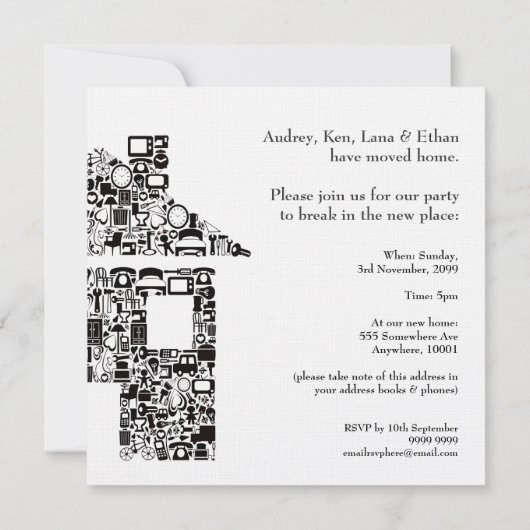 Zuhause Housewarming Party Einladung (Rückseite)