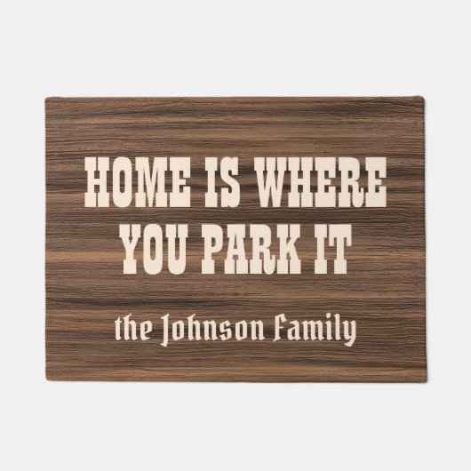 Zuhause, in dem Sie es rustikale hölzerne Fußmatte (Vorderseite)