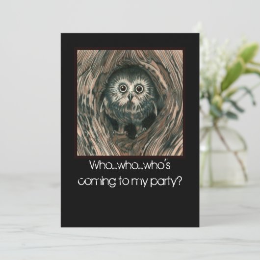 "Zuhause in einem Loch" Eulen-Einladungen Einladung (Stehend Vorderseite)