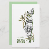 Zuhause innerhalb der Karte, umrahmt von Olivenzwe Briefpapier (Vorne/Hinten)