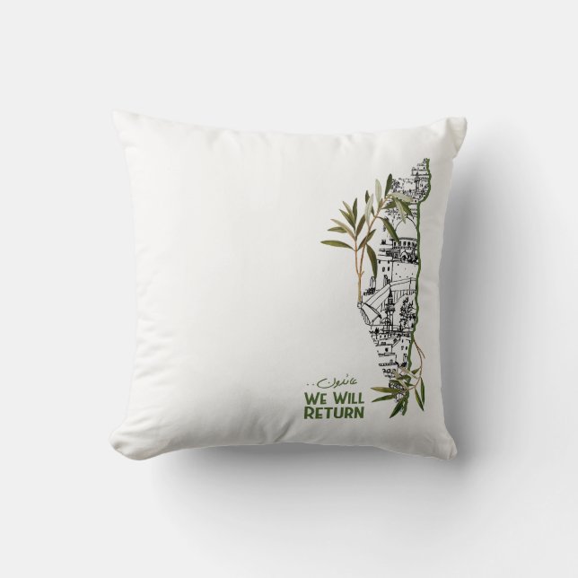 Zuhause innerhalb der Karte, umrahmt von Olivenzwe Kissen (Vorderseite)