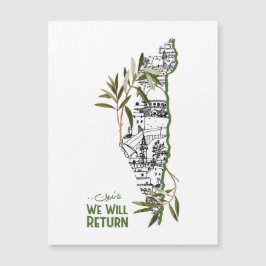 Zuhause innerhalb der Karte, umrahmt von Olivenzwe Magnetkarte