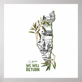 Zuhause innerhalb der Karte, umrahmt von Olivenzwe Poster