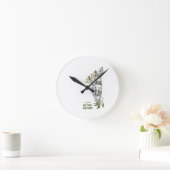 Zuhause innerhalb der Karte, umrahmt von Olivenzwe Runde Wanduhr (Zuhause)