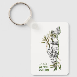 Zuhause innerhalb der Karte, umrahmt von Olivenzwe Schlüsselanhänger