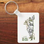 Zuhause innerhalb der Karte, umrahmt von Olivenzwe Schlüsselanhänger (Vorderseite)