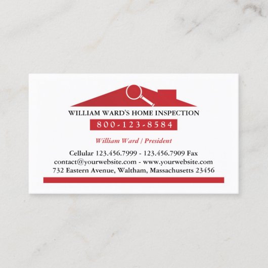 Zuhause Inspection Business Card Visitenkarte (Vorderseite)