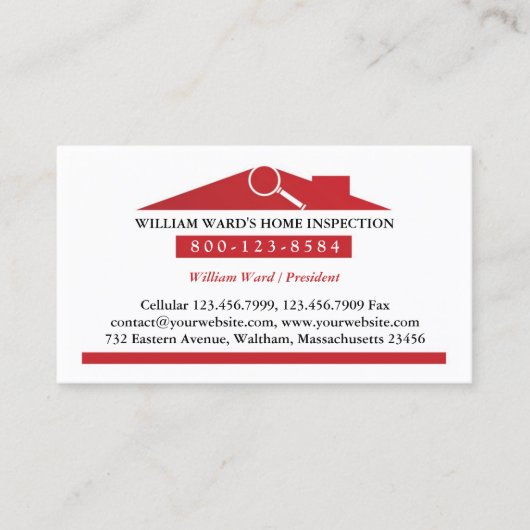 Zuhause Inspection Business Card Visitenkarte (Vorderseite)