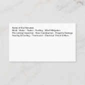 Zuhause Inspection Services Visitenkarte (Rückseite)