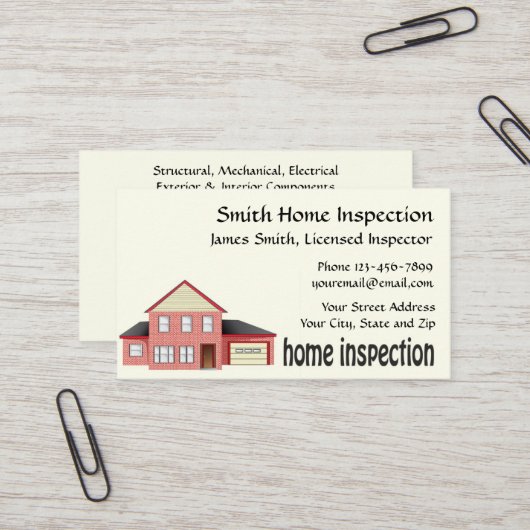 Zuhause Inspector Business Card Visitenkarte (Vorderseite/Rückseite Beispiel)