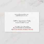 Zuhause Inspector Business Card Visitenkarte (Rückseite)