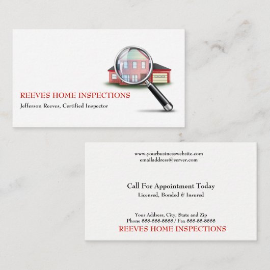 Zuhause Inspector Business Card Visitenkarte (Vorne/Hinten)