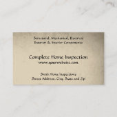 Zuhause Inspector Business Card Visitenkarte (Rückseite)
