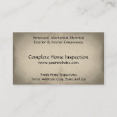 Zuhause Inspector Business Card Visitenkarte (Rückseite)