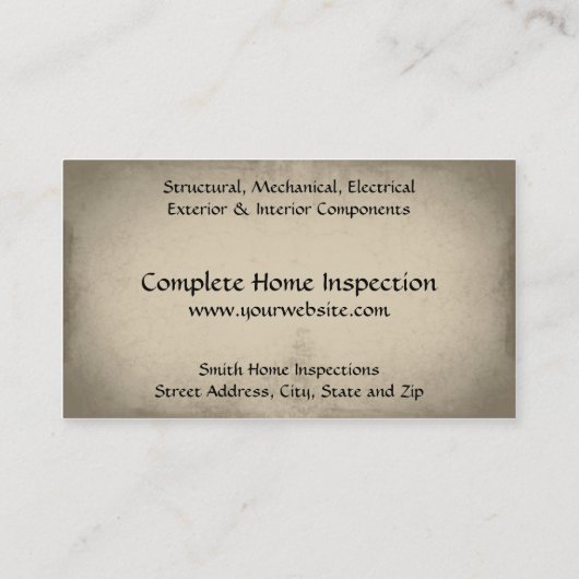 Zuhause Inspector Business Card Visitenkarte (Rückseite)