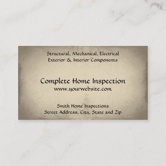 Zuhause Inspector Business Card Visitenkarte (Rückseite)