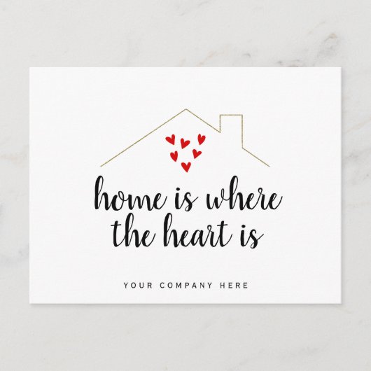 Zuhause is Where the Heart is Realty Marketing Postkarte (Vorderseite)