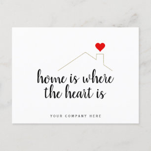 Zuhause is Where the Heart is Realty Marketing Postkarte