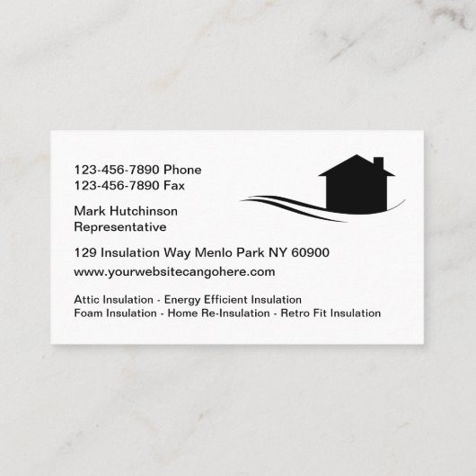 Zuhause-Isolierungs-Baukarten Visitenkarte (Rückseite)