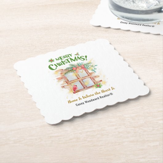 Zuhause ist das Herz | Budget Realtor Christmas Untersetzer (angewinkelt)