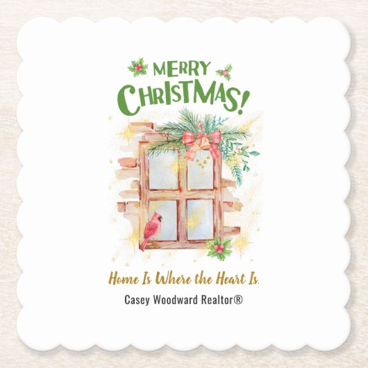 Zuhause ist das Herz | Budget Realtor Christmas Untersetzer (Vorderseite)