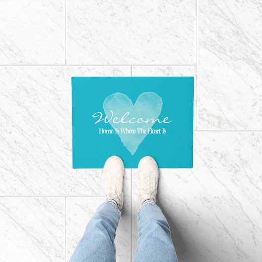 Zuhause ist das Herz von türkisblauer Türmatte (Indoor)