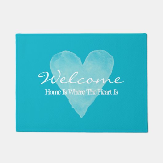 Zuhause ist das Herz von türkisblauer Türmatte (Vorderseite)