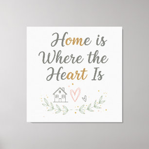 Zuhause ist das Herzstück - Cosy Wall Art Zitat Leinwanddruck
