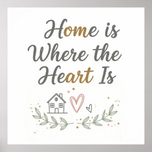 Zuhause ist das Herzstück - Cosy Wall Art Zitat Poster