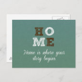 Zuhause ist der Anfang Ihrer Geschichte Postkarte (Vorne/Hinten)