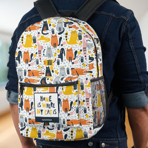 Zuhause ist der Mit Monogramm Name meiner Katze Bedruckter Rucksack
