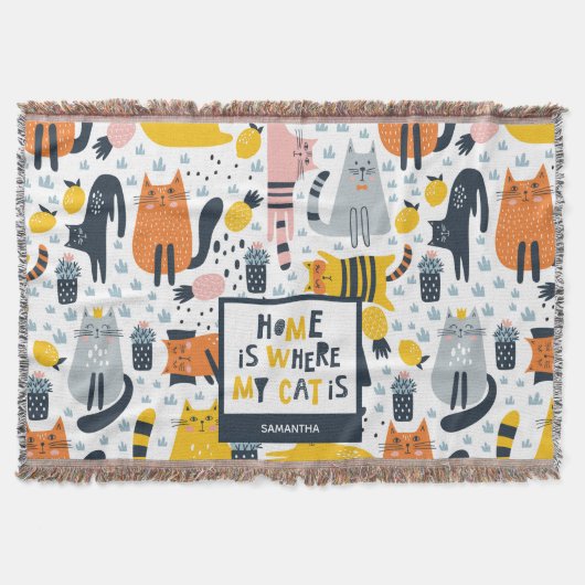 Zuhause ist der Mit Monogramm Name meiner Katze Decke (Vorderseite)