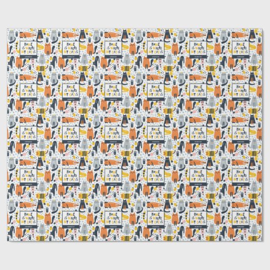 Zuhause ist der Mit Monogramm Name meiner Katze Geschenkpapier (Flach)